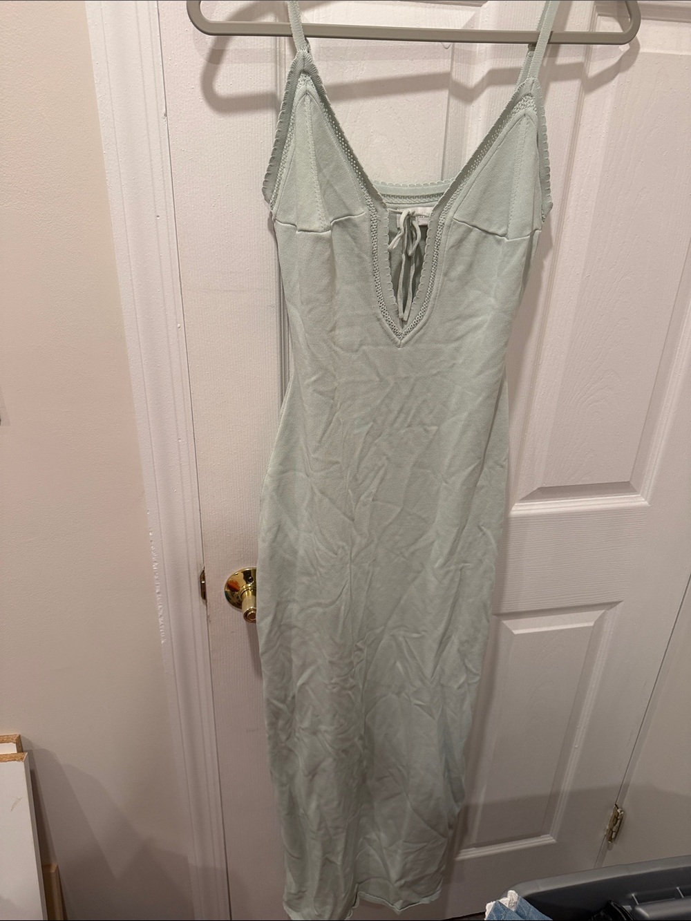 Meshki Sage Green Lace-Trim Slip Dress
